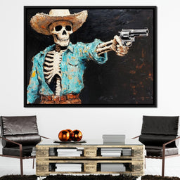 Cowboy Skeleton in Denim - NicheCanvas