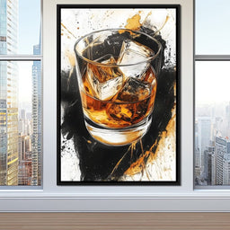 Whiskey Reflections on Ice - NicheCanvas