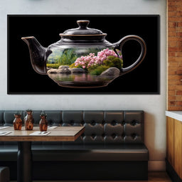 Zen Teapot Garden Reflection - NicheCanvas