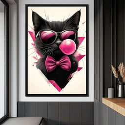 Chic Feline Bubblegum Bliss - NicheCanvas