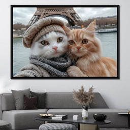 Parisian Feline Companions - NicheCanvas