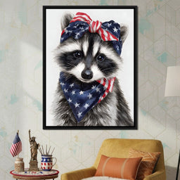 Patriotic Raccoon Portrait - NicheCanvas