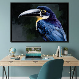 Electric Blue Toucan Portrait - NicheCanvas