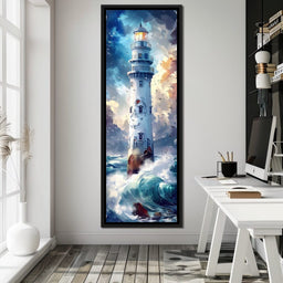 Lighthouse Beacon at Sea - NicheCanvas