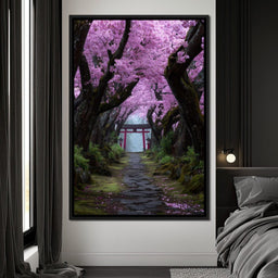 Sakura Gate Pathway Stillness - NicheCanvas