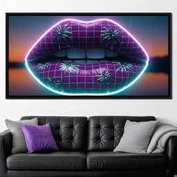 Neon Lips Oasis Reflection - NicheCanvas