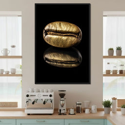 Golden Coffee Bean Reflection - NicheCanvas
