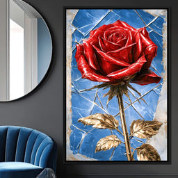 Fractured Petals On A Gilded Stem - NicheCanvas