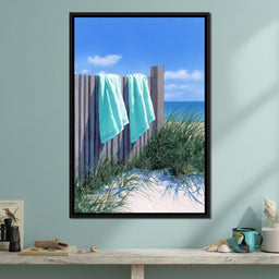 Coastal Towels On Dune Fence - NicheCanvas