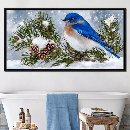 Snowy Bluebird Tranquility Canvas Print