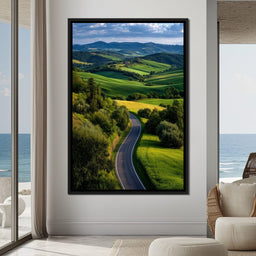Sunlit Valley Roadscape - NicheCanvas