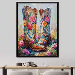 Wildflower Cowboy Boots - Neal Hackett - NicheCanvas