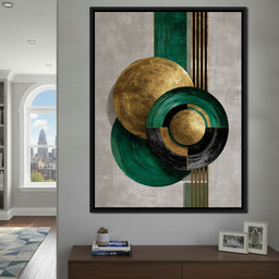 Emerald Gold Geometric Circles - NicheCanvas