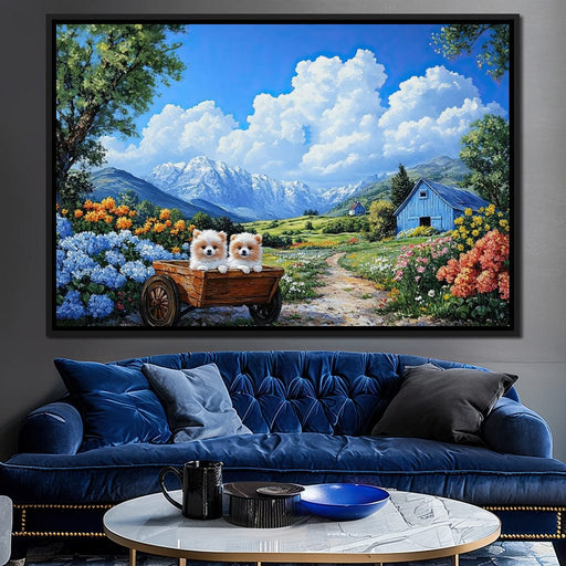 Pomeranian Wagon Canvas Print