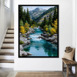 Alpine River Evergreen Peaks - NicheCanvas