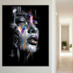 Neon Spectrum Glitch Portrait - NicheCanvas