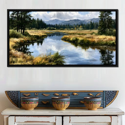 Silent Waters Reflecting Mountain Clouds - NicheCanvas