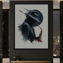 Midnight Saxophone Silhouette - NicheCanvas