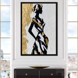 Gold Leaf Fashion Silhouette - NicheCanvas