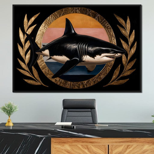Gilded Shark Triumph Halo Canvas Print
