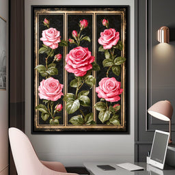 Gilded Damask Rose Collection - NicheCanvas