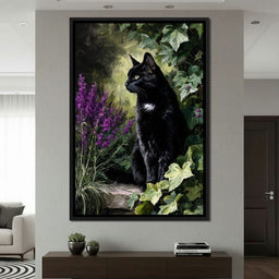Black Cat Garden Sentinel - NicheCanvas