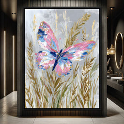 Pastel Butterfly Meadow Painting - NicheCanvas