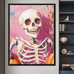 Pink Grin Skeleton Harvest - NicheCanvas