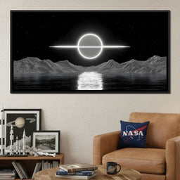 Celestial Orbit Over Silver Sea - NicheCanvas
