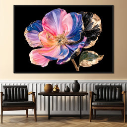 Gilded Petals Unfolding Into Night - NicheCanvas