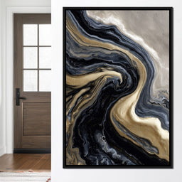 Liquid Gold Onyx Swirl Flow - NicheCanvas