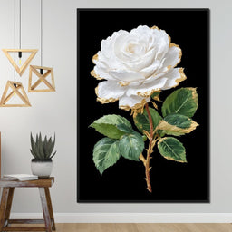 Gilded White Rose Portrait - NicheCanvas