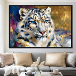 Golden Snow Leopard Portrait - NicheCanvas