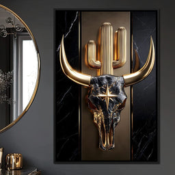 Golden Bull Skull Desert Icon - NicheCanvas