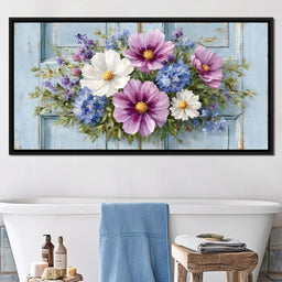Rustic Pastel Cottage Flowers - NicheCanvas