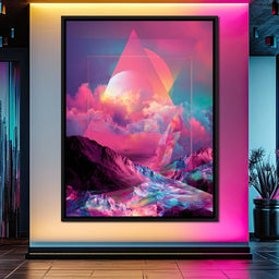 Cosmic Neon Triangle Peaks - NicheCanvas