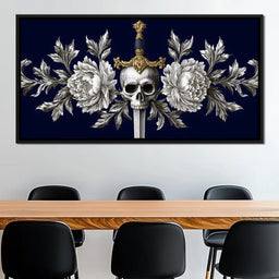 Baroque Skull and Peony Sword - NicheCanvas