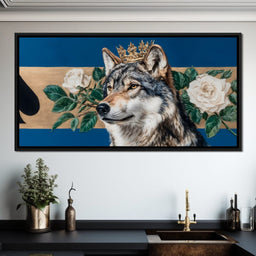 Golden Crowned Wolf Majesty - NicheCanvas