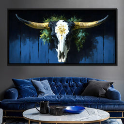 Golden Longhorn Skull Rustic - NicheCanvas