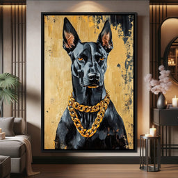 Bold Dog in Gold - NicheCanvas