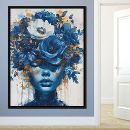 Sapphire Bloom Silhouette - NicheCanvas