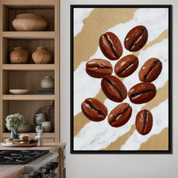 Coffee Beans Gilded Background - NicheCanvas