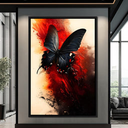 Butterfly on Fiery Backdrop - NicheCanvas