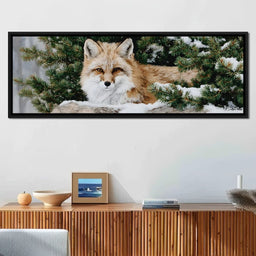 Winter Fox Under Pine Boughs - NicheCanvas