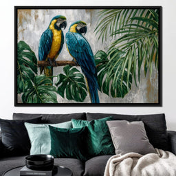 Tropical Parrot Pair Portrait - NicheCanvas