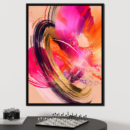 Radiant Magenta Gold Swirl Energy - NicheCanvas