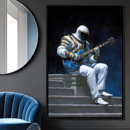 Celestial Guitarist on Lunar Steps - NicheCanvas