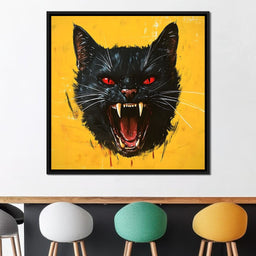 Feline Fury Against Yellow - NicheCanvas