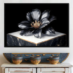 Noir Petal Elegance Burst - NicheCanvas