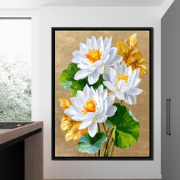 Golden Lotus Dreams Unfold - NicheCanvas